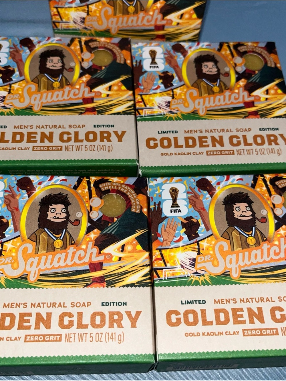 Lot of 5 Squatch Golden Glory Men’s Natural Soap – Green and Gold
